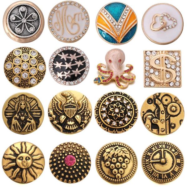 

charm bracelets 5pcs/lot gold color 18mm mom heart ocs sun grape snap button for snaps bracelet jewelry diy accessories, Golden;silver