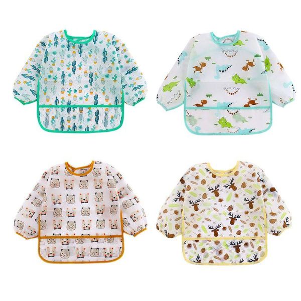 

waterproof feeding bibs with sleeves painting apron for infant toddler & burp cloths
