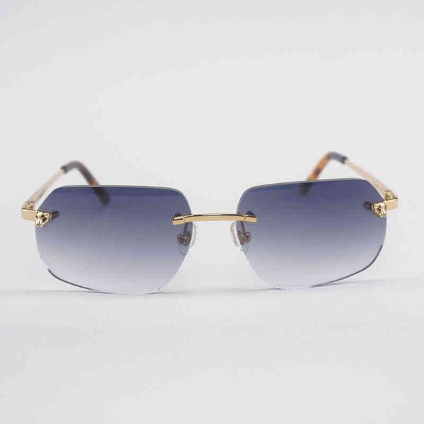 

2022 factory wholesale new vintage leopard style sunglasses men rimless metal frame gafas women for outdoor accessories oculos oval shades, White;black