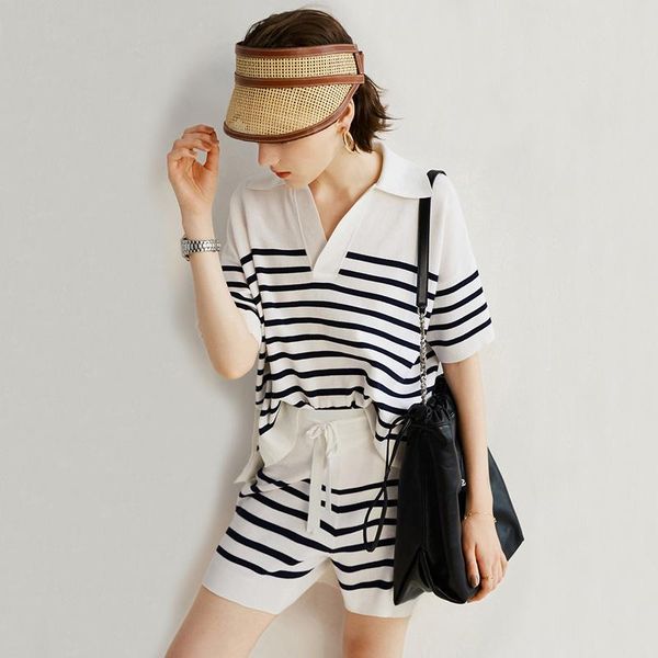

women knitted outfit fashion summer 2 piece set knitting sweater cardigans shorts sets knit pullover busas elastic two dress, White