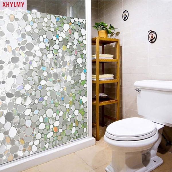 

window stickers 45x200cm rainbow privacy film stained glass self adhesive static uv blocking bathroom