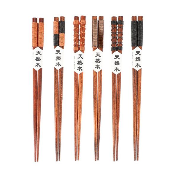 

chopsticks 1 set 6 pairs durable wooden long practical pot