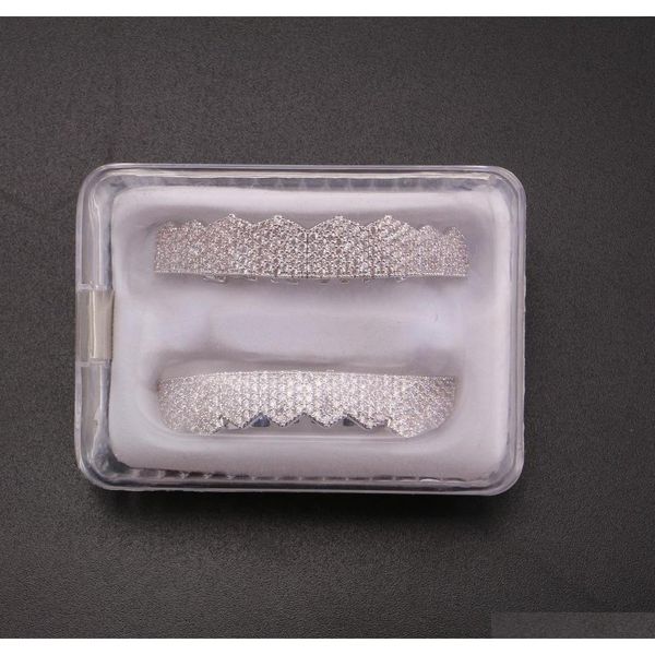

2020 inlaid zircon two-color electroplating hip hop coat and bottom teeth grille fashion christmas gift hip- sqcieo dh_seller2010, Black