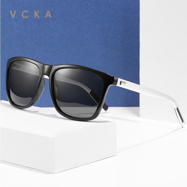 

sunglasses vcka discoloration vintage retro men polarized night vision classic glasses driving uv400 male eyewear gafas de sol, White;black