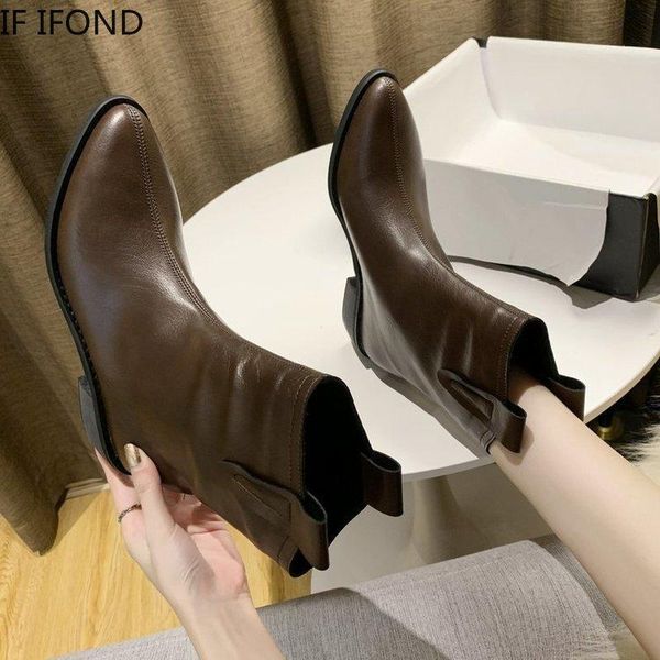 

boots if ifond fashion elegant woman shoes brand pu leather waterproof boot botas de mujer platform rubber ankle, Black