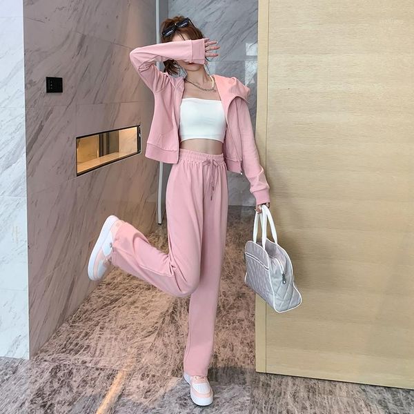 

women's two piece pants spring and autumn sportswear suit women 2021 fashion foreign student sweater casual two-piece, White