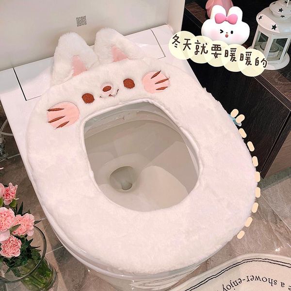 

toilet seat covers winter warm cover with handle universal cushion thicken plush ring mat bathroom aceesories