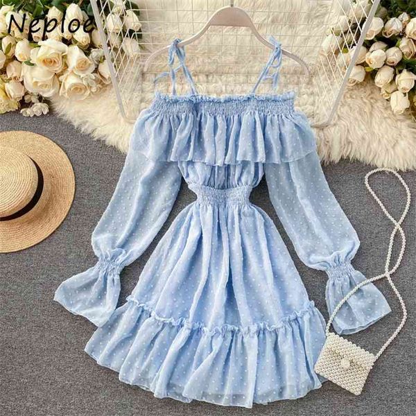 

shoulder strapless slash neck dress sweet flare sleeve fuflles femme vestidos solid color fashion dresses women 210422, Black;gray