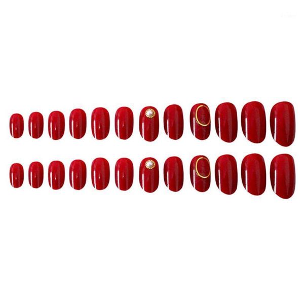 

24pcs classic beauty short full cover false nail art tips fake nails1, Silver;gold