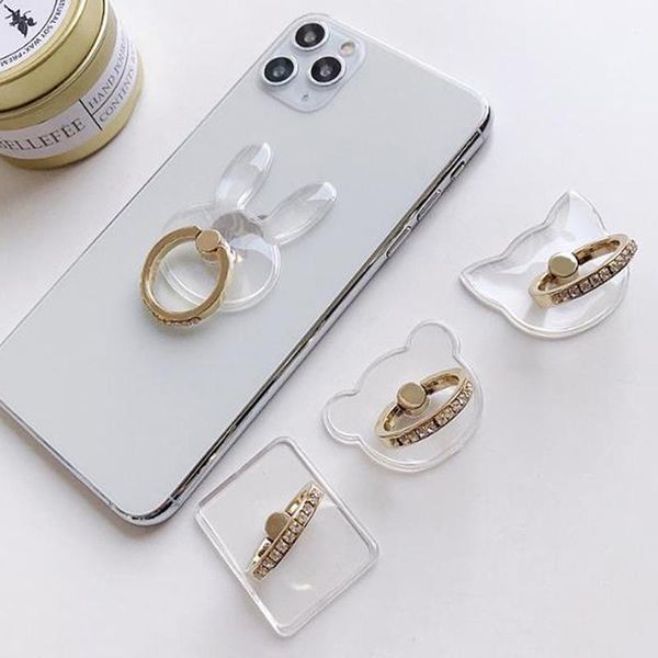 

2pcs transparent mobile phone holder ring universal support finger for decoration cell mounts & holders
