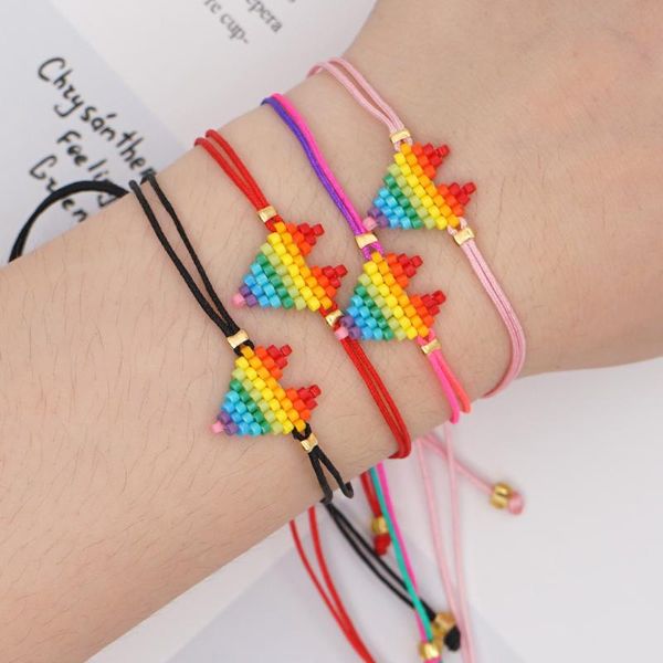 

go2boho miyuki bracelets bileklik boho rainbow heart bracelet for women jewellery design bohemia friendship gift jewelry pulsera charm, Golden;silver