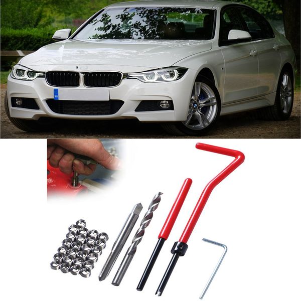 M5 M6 M8 Kit de Reparo do Veículo Torneira Chave Cutter Mecânica Mão Ferramentas de Linha Vermelha Inserção de Fios de Aço Inoxidável Chaves Pequenas Chaves Carro Reparos Ferramenta 25 Pcs / Set