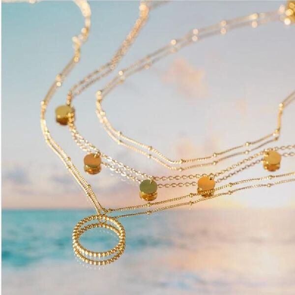 

chains a match made for sunsets and beach walks with stainless steel karma ball bead choker necklace coin pendant as gift, Silver