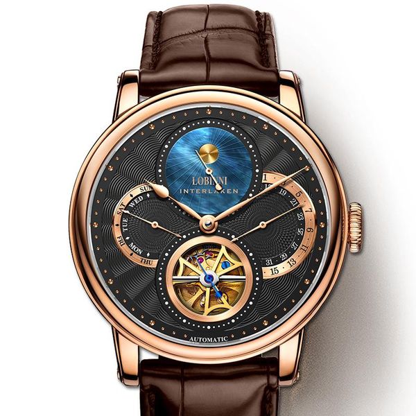 

brands watch men automatic mechanical watches mens fashion chronograph wristwatches skeleton sapphire reloj hombre 2021, Slivery;brown