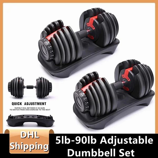 

2021 us stock weight adjustable dumbbell 5-52.5lbs fitness workouts dumbbells tone strength and build muscles