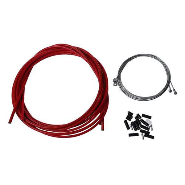 

bike brakes bicycle complete front & rear inner outer wire gear brake cable set - red