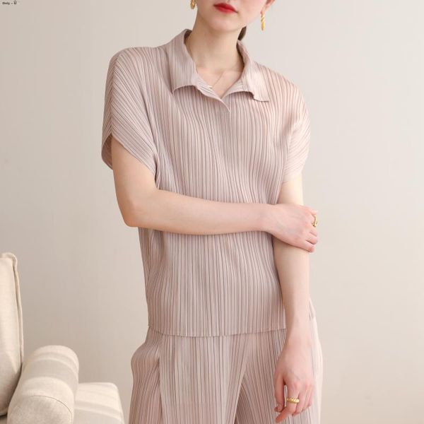 

women's t-shirt miyake bat sleeve fashion all-match for summer pleated, White