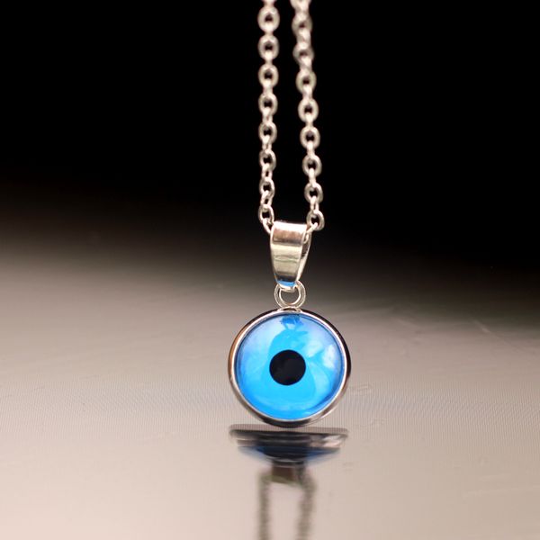 

s2180 turkish symbol evil eyes pendant necklace resin bead glass blue eye necklaces, Silver