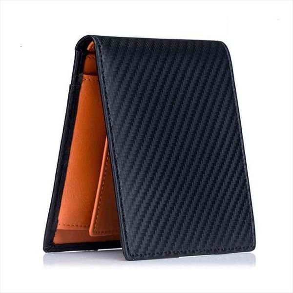 

rfid blocking man carbon fiber thin wallets microfiber slim bank credit card holder male simple short purse, Red;black