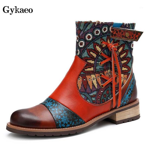 

boots gykaeo european and american style printing genuine leather women ladies fashion plus size warm shoes botas mujer invierno1, Black