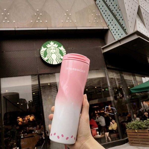 

starbucks sakura pink spiral vacuum cup stainless steel accompanying cup cherry blossom series 473ml coffee cup tumbleror77or77