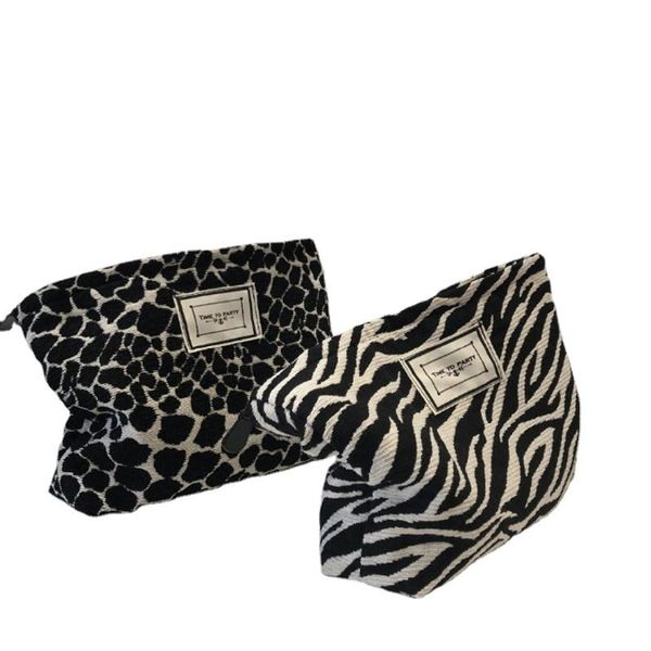 

storage bags large women leopard cosmetic bag canvas waterproof zipper make up travel washing makeup organizer beauty case