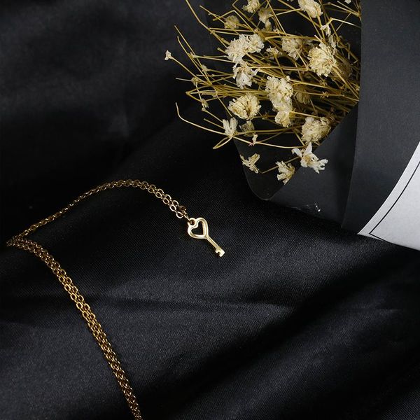 

pendant necklaces fashionhip hop long chain necklace for women men jewelry gifts keypendantstainless steel accessories, Silver