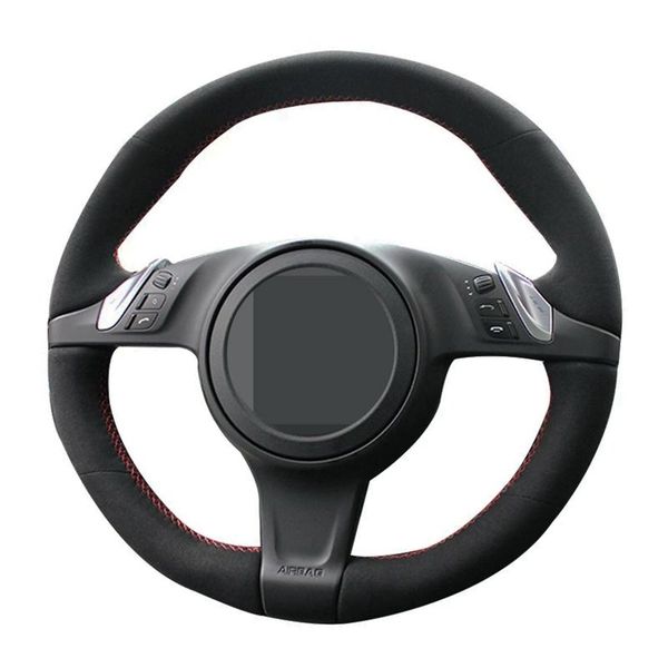 

steering wheel covers car cover hand-stitched non-slip black suede for panamera 2010 2011 2012