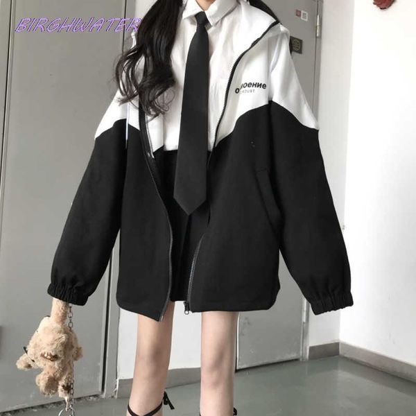 

women's jackets woman's jacket 2021 autumn korean stitching hooded cardigan long sleeve ladies coats fashion gothic tunic bohemian, Black;brown
