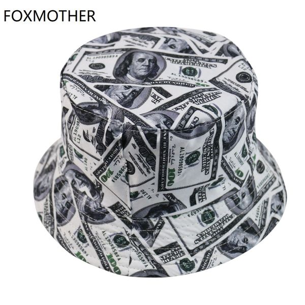 FoxMother Yeni Dolar Desen Chapeau Femme Balıkçı Şapka Erkekler Kova Şapkalar Açık Casquettetefactory Fiyat Uzman Tasarım Kalitesi