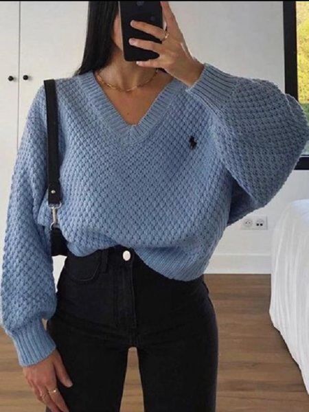 

women's polos 2021 spring and autumn fashion v-neck loose women harajuku oversized sweater fall 511930, White