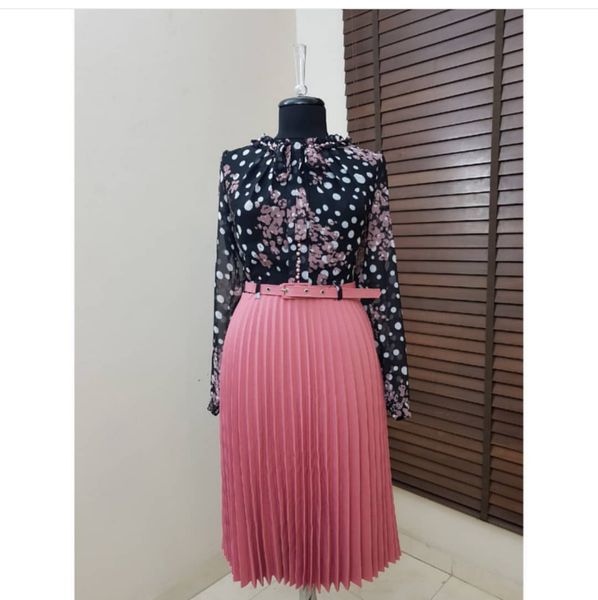 

spring autumn chiffon print dress casual cute women floral bowknot dresses long sleeve vestido l-3xl plus size 200928, Black;gray