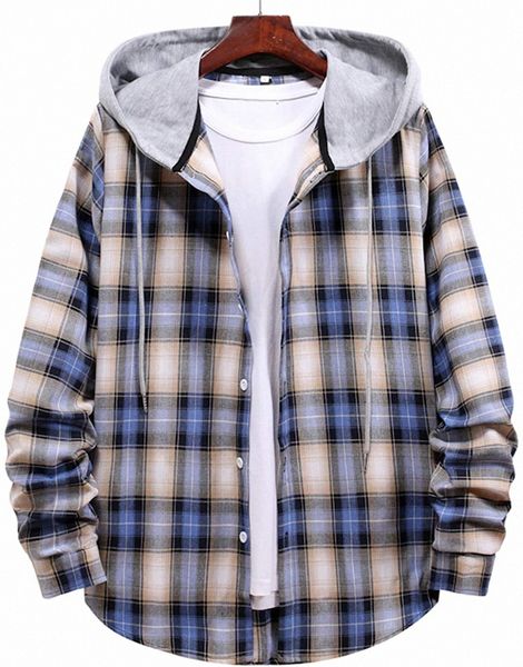 

pehmea men's long sleeve hoodies casual plaid button down shirt w5ob#, Black