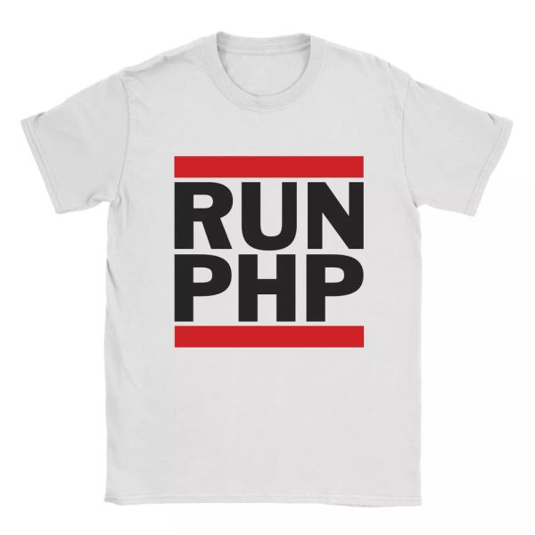 

run php mens t-shirt - funny web developer coder geek dmc music gift present, White;black