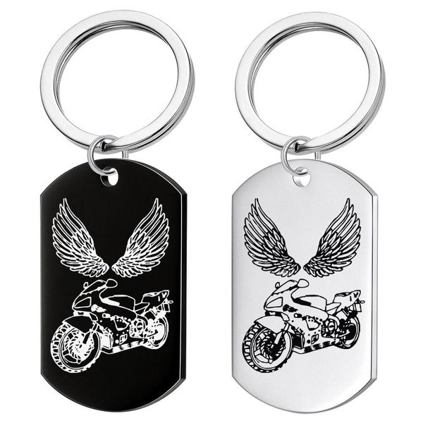 

fashion locomotive wings motorcycle keychain for men gift stainless steel army brand pendant diy customizable wholesale, Silver