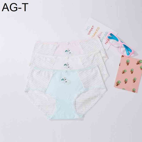 

2021 new women's soft and lovely cotton printed girl's underwear, Black;pink