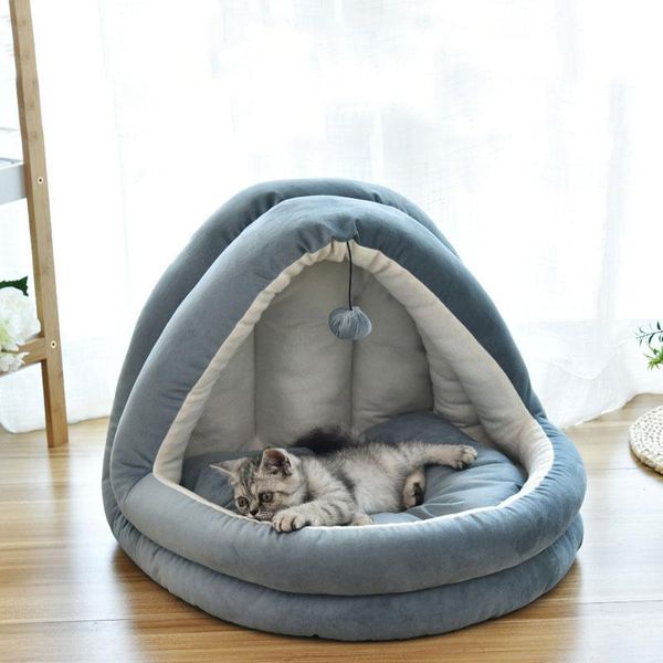 

cat beds & furniture antumn winter bed house pet sleeping bag for small dog cats hamster soft removable mat nest houses with a playing ball