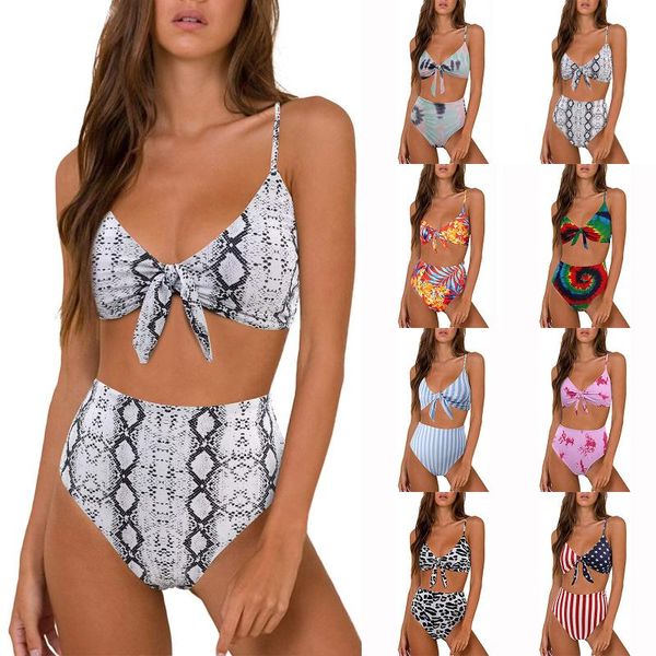 

women's swimwear swimsuit women 2021 summer bikini set ladies printed two-piece suit fashion casual vacation beachwear sets, White;black