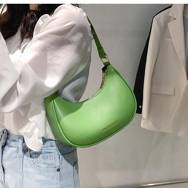 

evening bags simple green small shoulder underarm for women 2021 high-quality pu leather handbag female travel tote bag