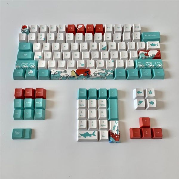 

keyboards 108 japanese coral sea keycap pbt sublimation keys mechanical keyboard oem personality gk64/gh60/68f11