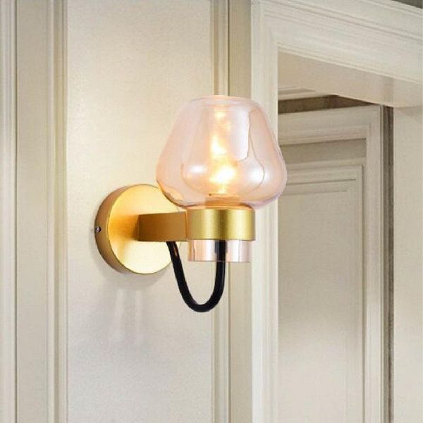 

wall lamp led nordic modern el bedroom bedside golden glass creative pipe e27