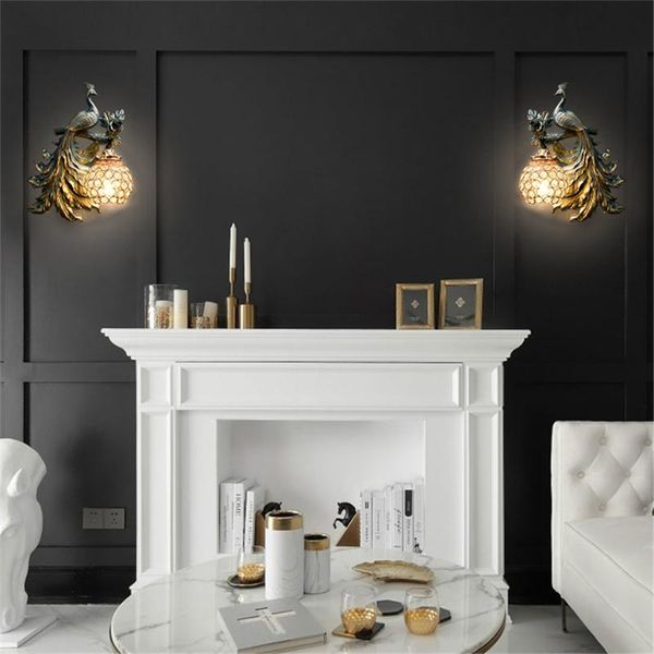 

wall lamp vintage peacock decor lamps for living room creative led sconce dining industrial indoor corridor