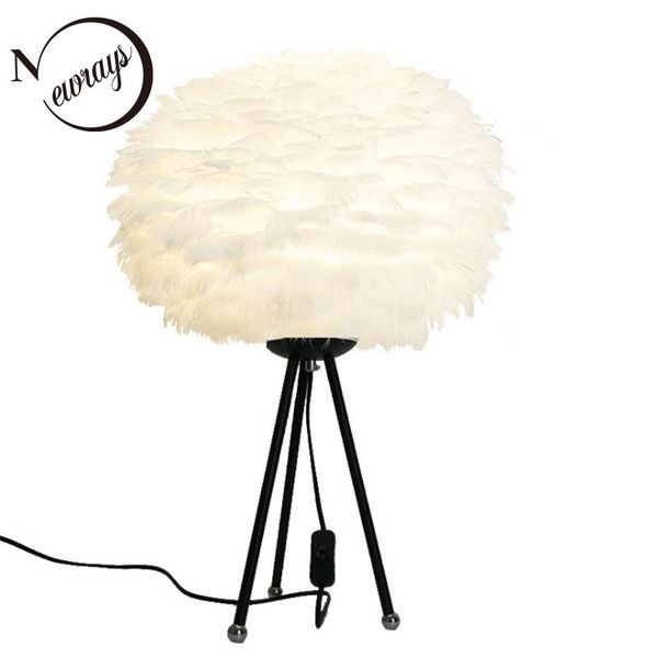 

table lamps modern bedroom decorative desk lamp led e27 warm white feather for wedding room bedside theme el lights