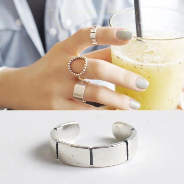 

wedding rings personality punk vintage 925 sterling silver retro thai opening adjustable for women men bague, Slivery;golden