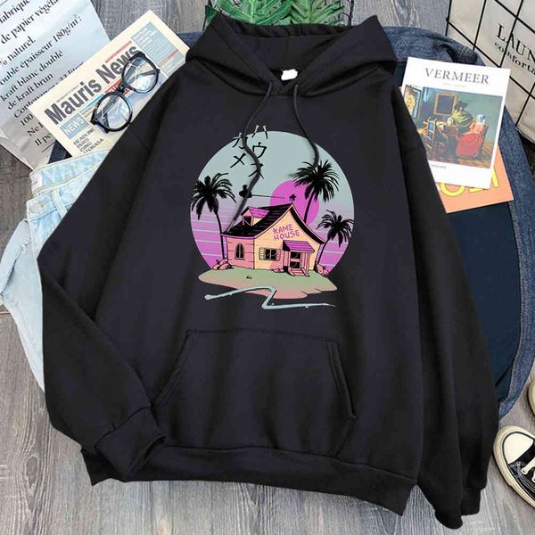 

kamewave cold print men's hoodie pocket wool harajuku clothing hoodie comfortable vintage sweatshirt hoodie, Black