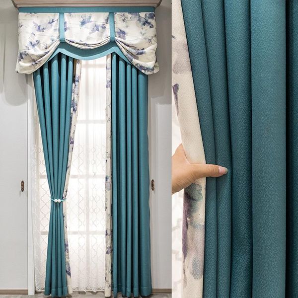 

curtain & drapes modern simple natural cotton shade printing stitching fabric curtains for living room bedroom