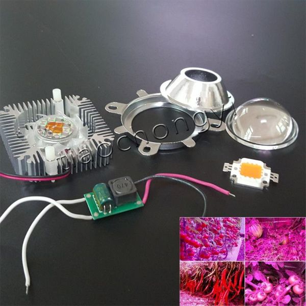 

modules 10w 380-840nm full spectrum led grow chip+10w driver + 44mm lens+10w heatsink