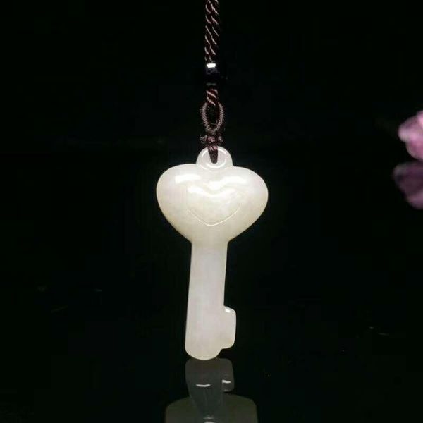

lockets h64#exquisite hetian jade key pendant, Silver