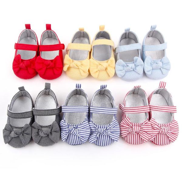 

first walkers cute bow baby girl shoes striped flower soft cotton born non-slip toddler kids for infant