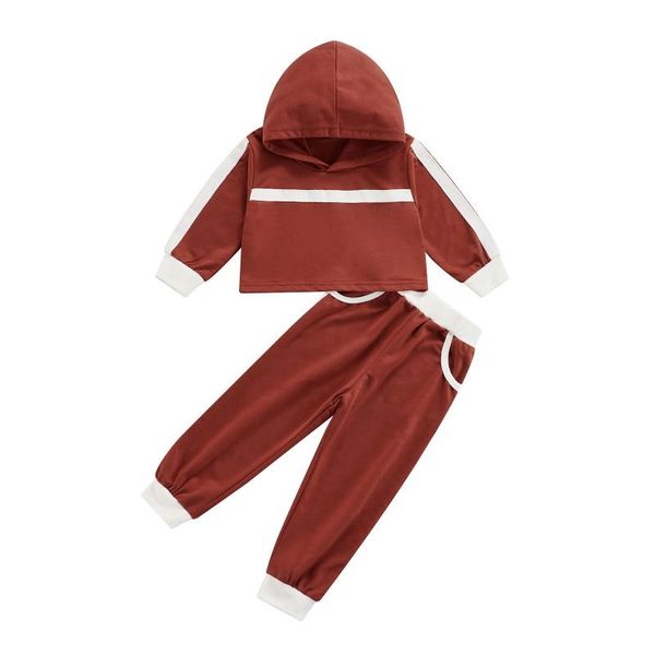 

clothing sets autumn casual kids boys girls clothes 2-7y striped patchwork long sleeve hooded pants 2pcs, White